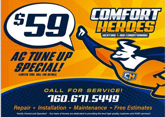 Summer is around the corner Coachella Valley. Take advantage of our springs Ac maintenance special for only $59.00.