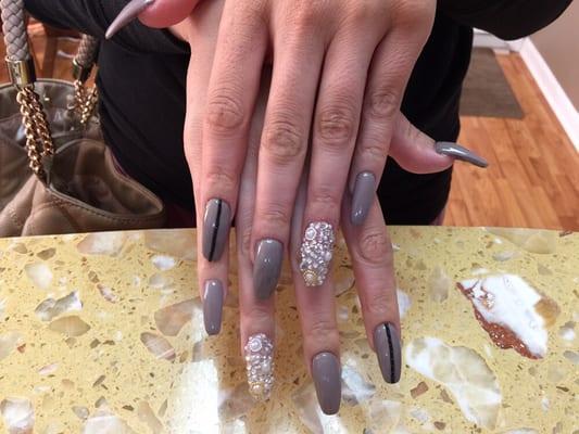 Coffin nails with rhinestones