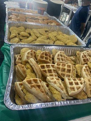 Cheeseburger Sliders, Chicken Tenders, Chicken & Waffle Sliders for 65