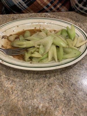 Ridiculous amount of celery in the dish.