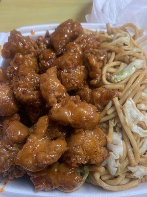 Orange chicken and lo Mein.