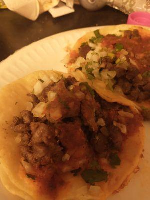 Langua burrito and asada tacos.