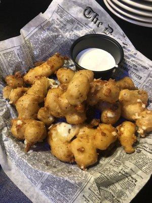 Hand battered cheese curds.......ummmmmm yes please