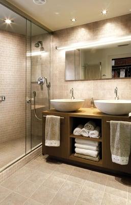 Frameless Shower Glass Slider & Mirror.