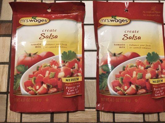 Two packs of salsa mix. Identical. The one on the left BiLo. One on the right is from Walmart