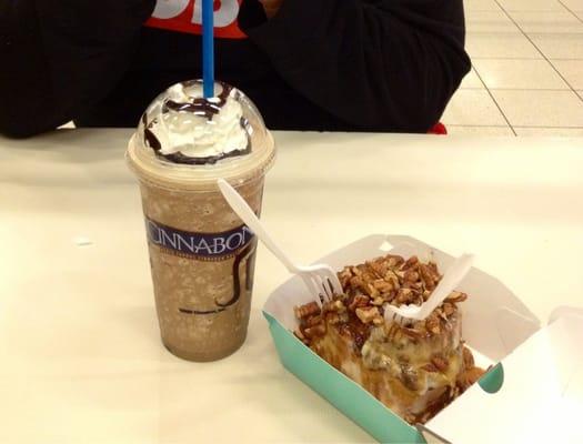 Mocha latte and walnut cinna roll! :)