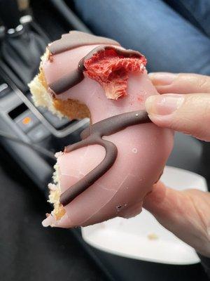 Chocolate covered strawberry donut