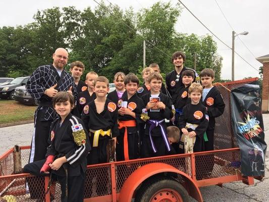 A few of our students with us at the Mountain Laurel Festival parade float!