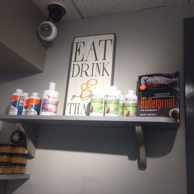 They have a bunch of Bulletproof products including MCT oil, Brain Octane Oil, protein bars, and protein powder.