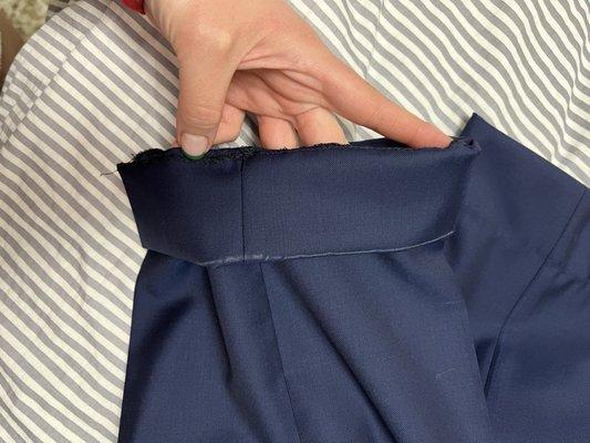 Chalk line not removed from hem