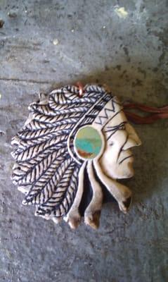 Hand carved Bone Dust indian chief by James Stephens found at Bonedust