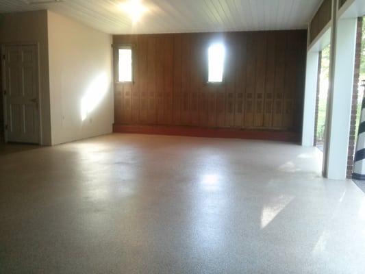 Garage Floor After Epoxy and Flake Coating