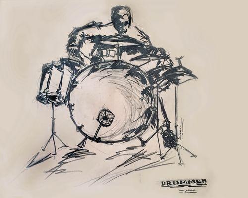 A 62-year old artwork on newsprint, "Drummer." Mike captured all the nuances of this old pencil drawing and the aging paper perfectly.