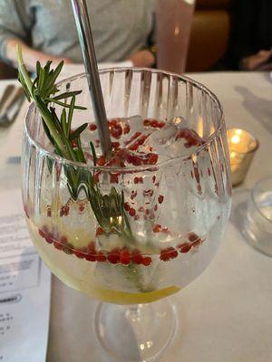 The LeTour Gin & Tonic.  with 2 gins (mediterranean mahon & new amsterdam), rosemary tonic  & pink peppercorns.  Delish!