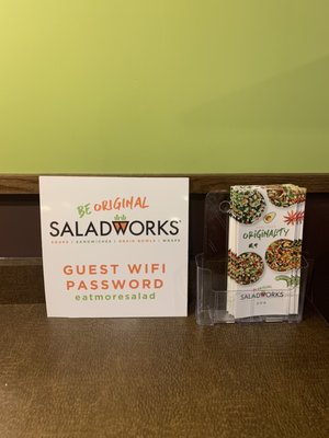 Has WiFi!  eatmoresalad is the password!