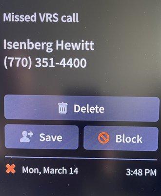 Caller ID that someone called on March 14th at 3:48pm