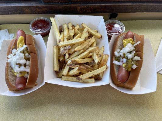 Hotdogs with the works, and a side of fries