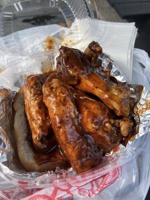 The Wednesday special BBQ wing "sandwich"!