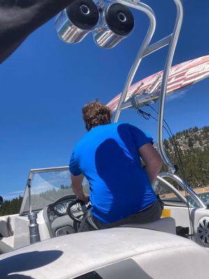 Our Owners Kaven & Sam guiding the boat tours around Lake Tahoe.