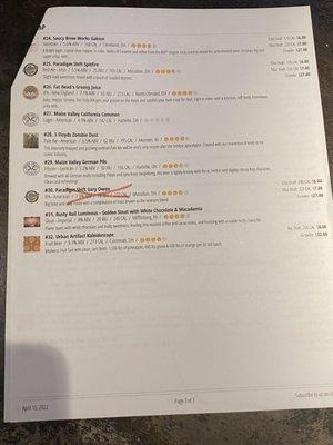 2022 Draft Beer List (3 of 3)