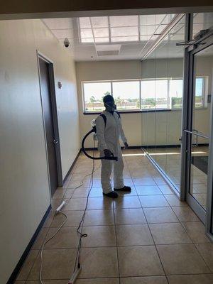 Fogging with UVL cold fogger killing 99.9% of bacteria