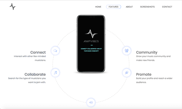 Website and UI design example: www.ampvibes.com