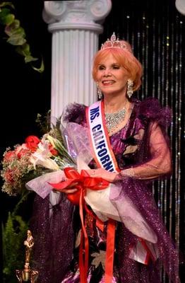 Alise winning the title of Ms Senior California in a state-wide pageant.