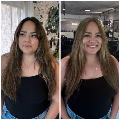 Before and after first lightening session by Laura Dee- text (714)906-0079 to book