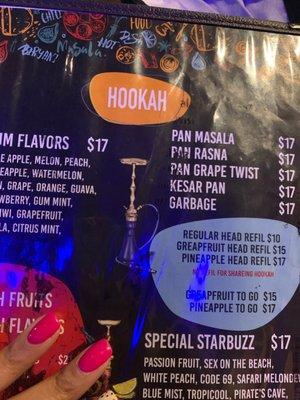 Hookah Menu