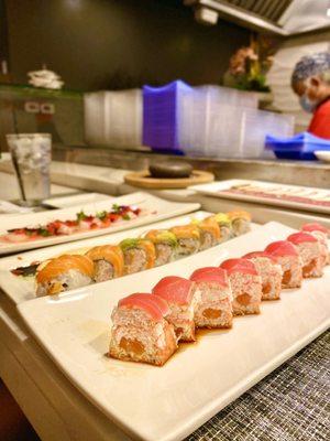 French Kiss Roll Tango Roll Hotate with Red Plum Hot Rock