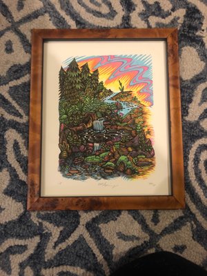 Beautiful burl frame for a woodcut print