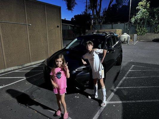 Kids loving the new car