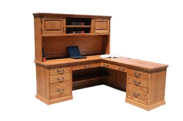 L Shaped Desk with Hutch - Oak - Several finishes available - Please call for pricing.