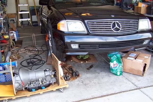 92 Mercedes 500SL new transmission install