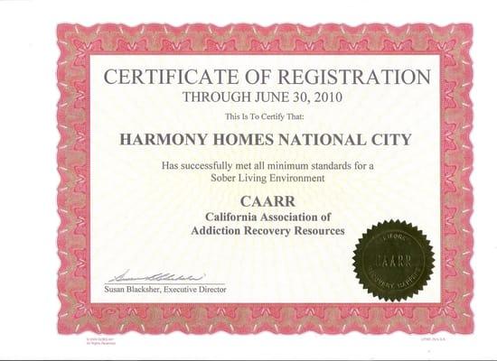 CAARR Certificate