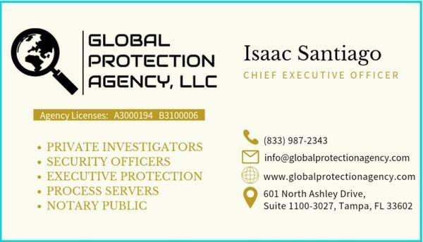 Take a card and give us a call! Globalprotectionagency.com