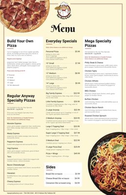 Updated menu as of 8/12/2021