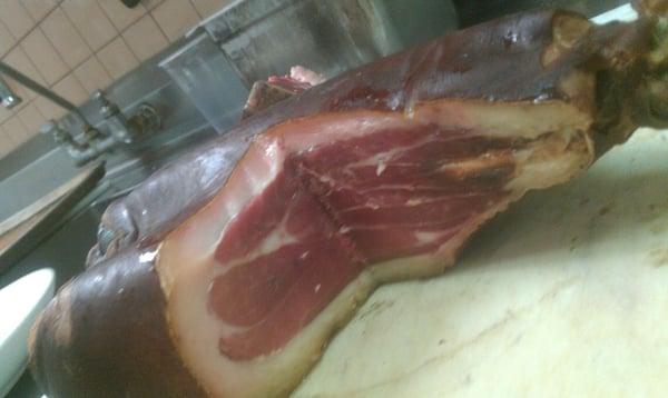 Ham cured in house by Tre Trattoria on Broadway