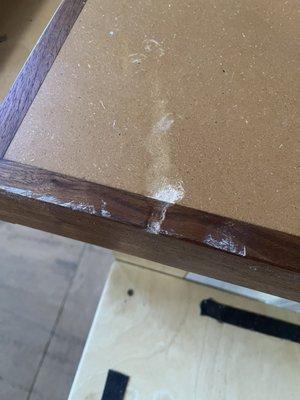 Gash in woodworking bench