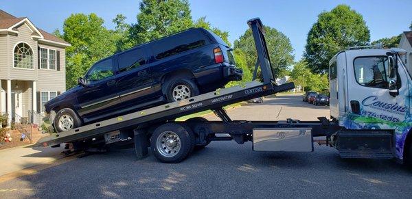 Car being towed.