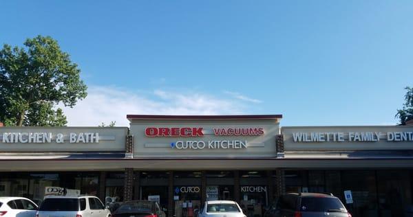 The outside view of the store. We share space with Oreck Vacuums.