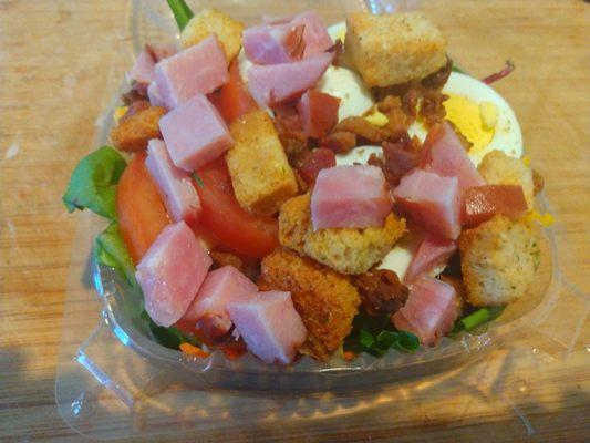 Small chef salad. My husband said it hit the spot and he loved the bacon on it.