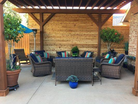 Pergola with a shade wall