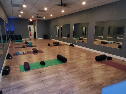 Set up for a Simply Yoga class