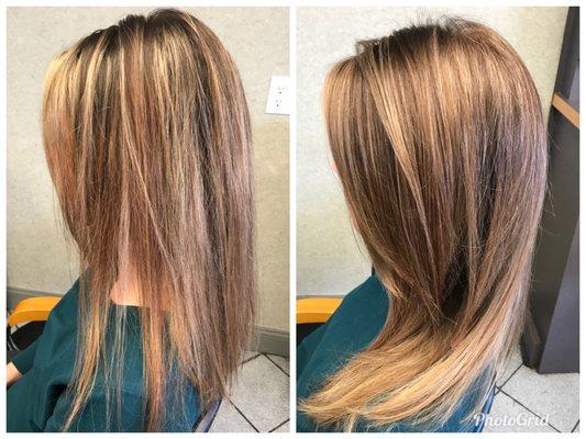 Before and after done by stylist Rebecca Martin.