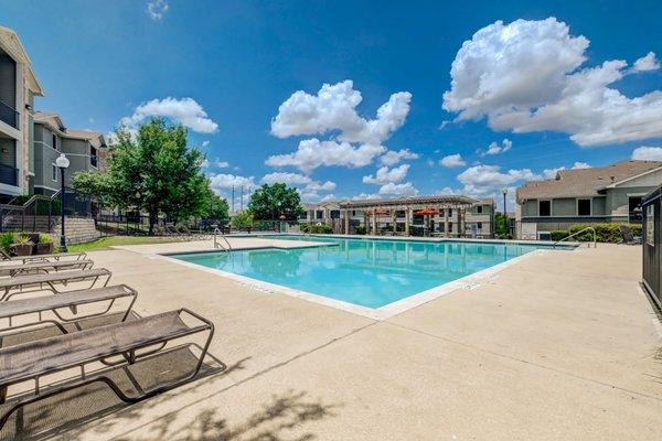 Pool with chaise lounge seats