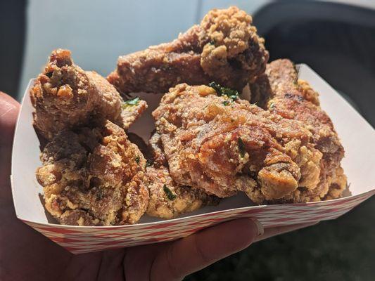 Taiwanese fried chicken stand. Salt and pepper wings $15