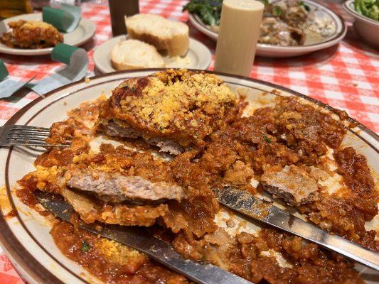 Veal Parm, yuck! Where is the mozzarella? isn't veal a whiter meat?