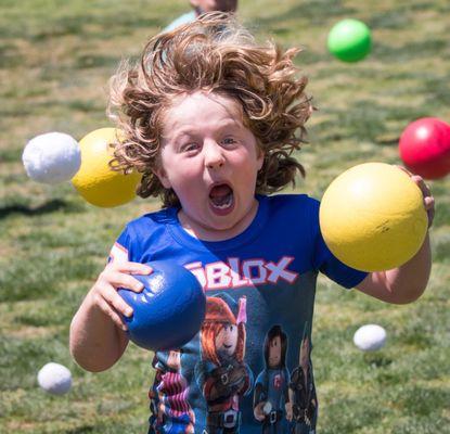 Hahaha!!! My son's absolutely favorite part of the party... running and dodging balls being tossed at the birthday boy!