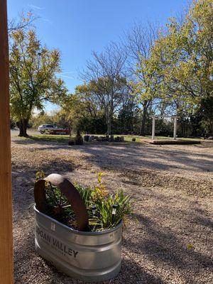 Outside the barn